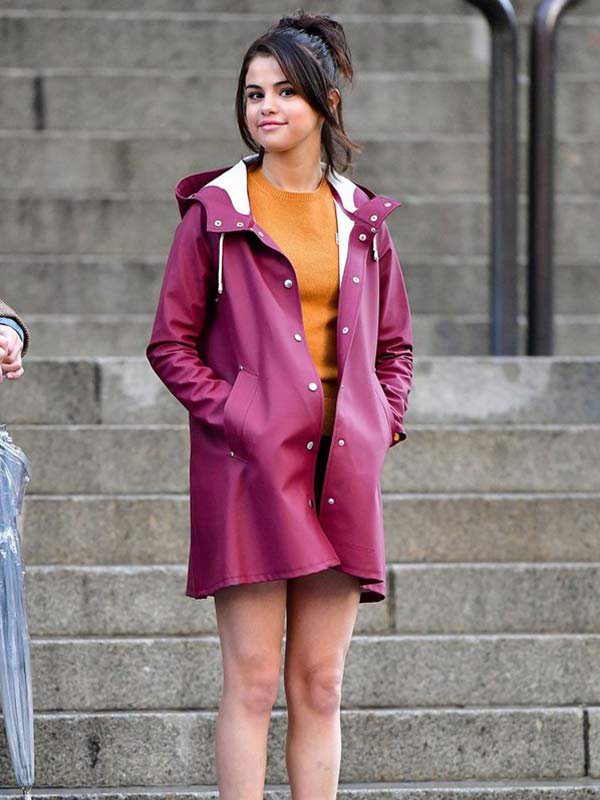 A Rainy Day In New York Selena Gomez Burgundy Coat 