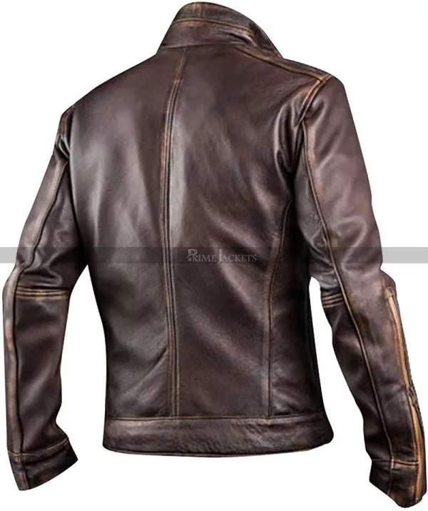 Vintage Cafe Racer Distressed Brown Motorcycle Leather Jacket