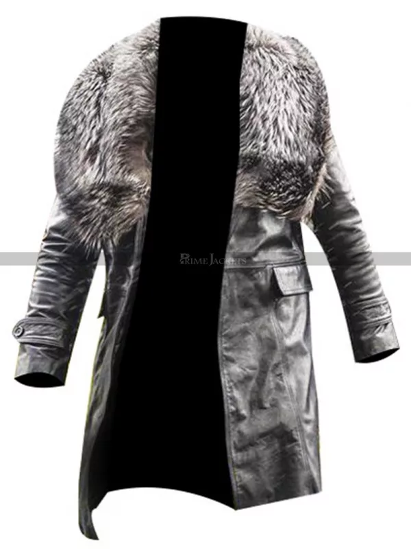 Mike Colter Black and Blue Fur Collar Coat
