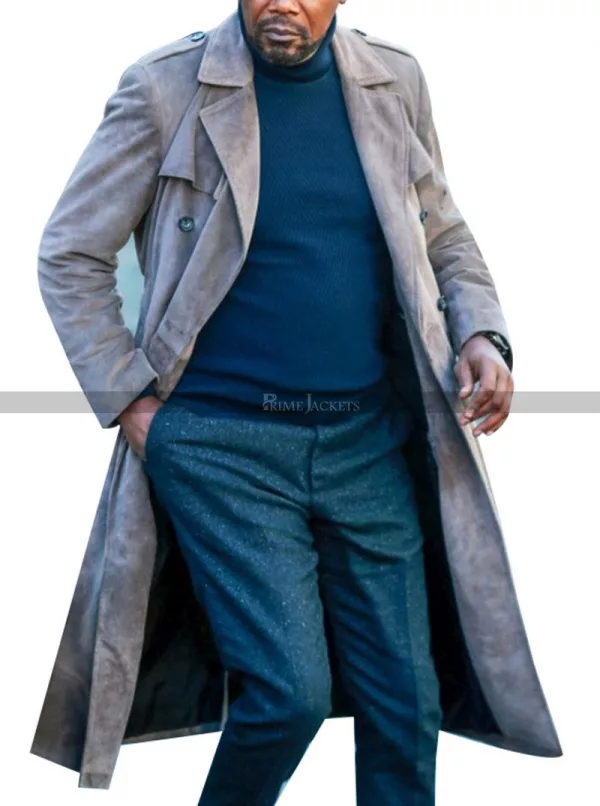 John Shaft Grey Suede Leather Coat