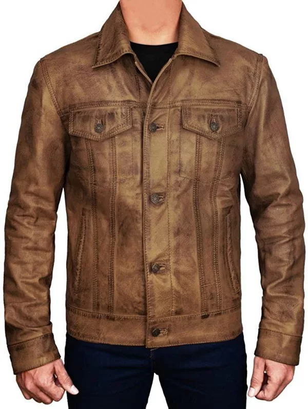 Mens Trucker Leather Jacket