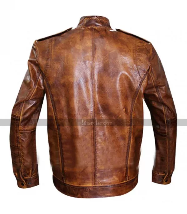 Men Designer Rider Bronze Brown Leather Jacket