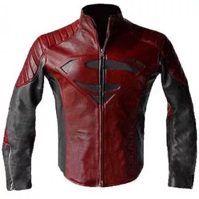 Superman Man Of Steel and Smallville Leather Shield Jacket