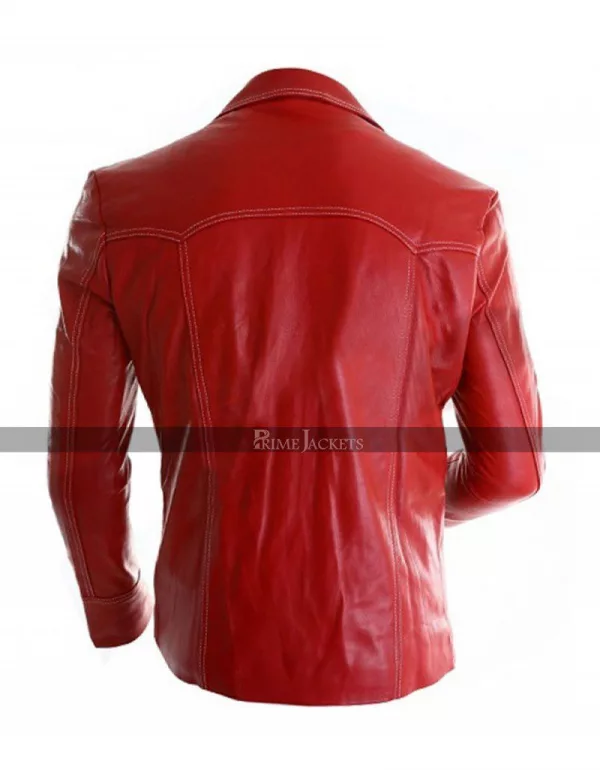 Brad Pitt Fight Club Tyler Durden Red Leather Jacket
