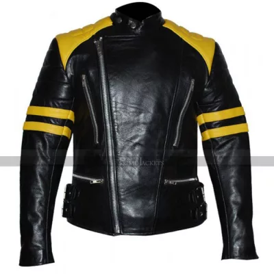 Men's Vintage Stripes Leather Motorcycle Jacket