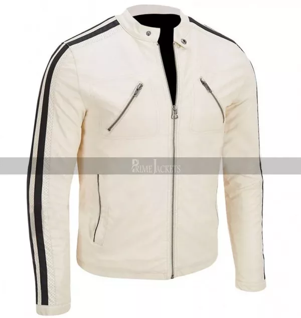 Tobey Marshall Need for Speed Aaron Paul White Leather Jacket