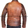 Mens Brown Distressed Leather Marlon Brando Biker Motorcycle Jacket
