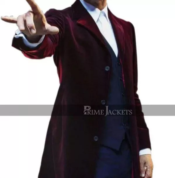 Mens 12th Doctor Who Peter Capaldi Maroon Coat