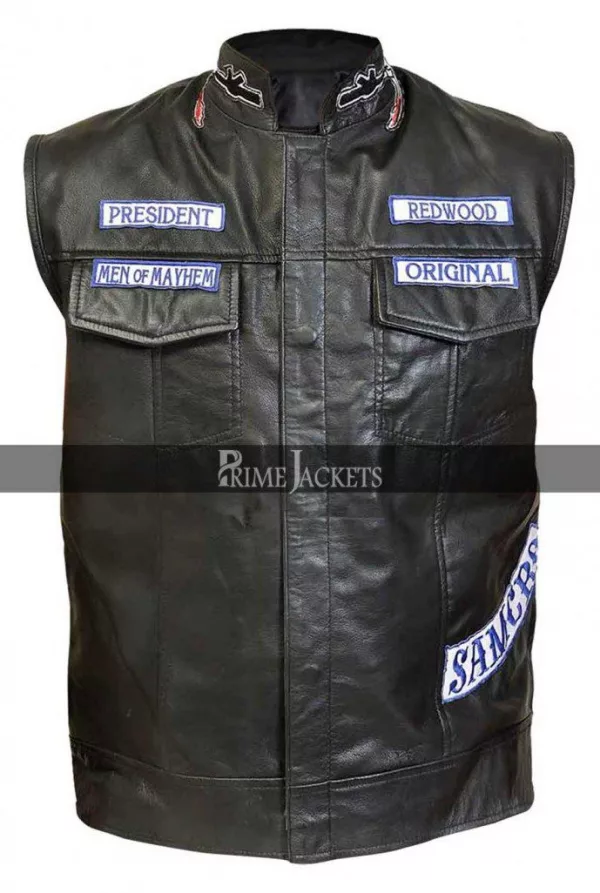 Sons of Anarchy Jax Teller Motorcycle Jacket Vest With Patches S7