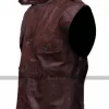 Men's Chocolate Brown Distressed Biker Leather Vest