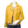 Womens Yellow Leather Biker Jacket
