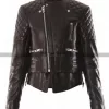Miranda Kerr Quilted Biker Black Leather Jacket