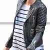 Miranda Kerr Quilted Biker Black Leather Jacket