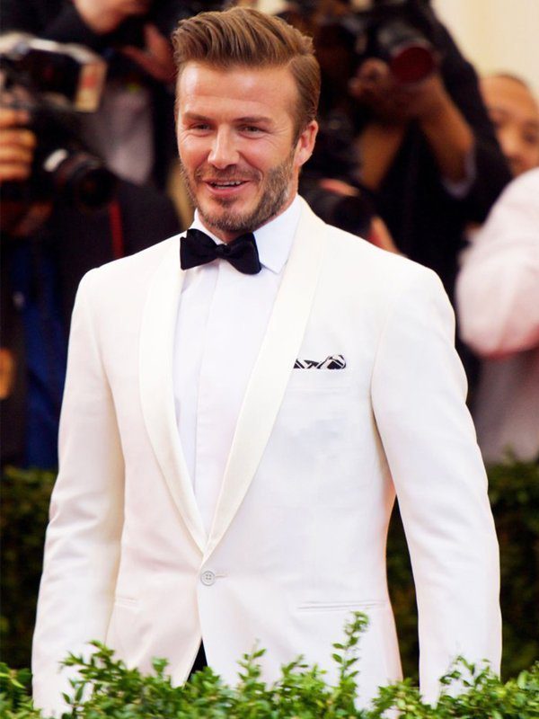 David Beckham Ivory White Tuxedo Suit